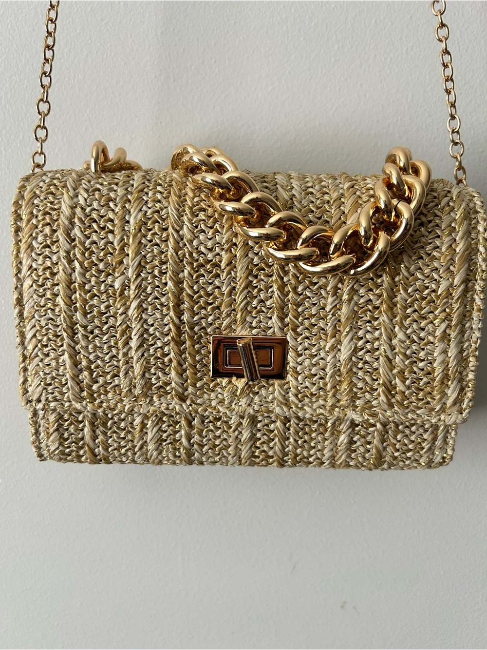 Marisol mini Gold Woven Chain-Handle Shoulder Bag